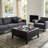 Dover 36"W Upholstered Vegan Leather Contemporary Square Coffee Table Storage Ottoman with Split Lift-Top-1251531347