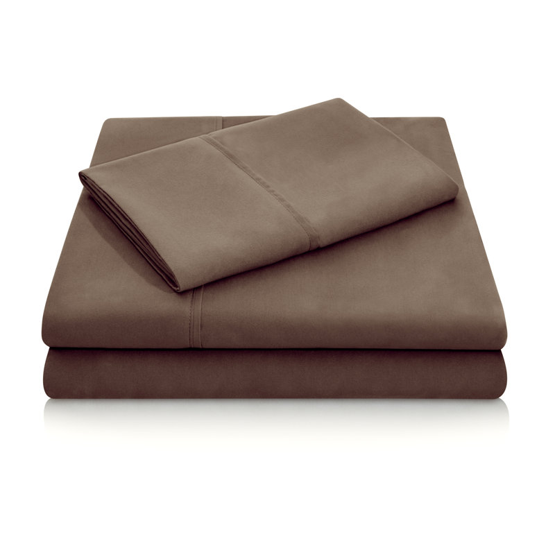 Microfiber Sheet Set, Chocolate, Split Queen Sheet Set with 2 Pillowcases