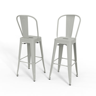 Tabouret 30 "en métal (ensemble de 2) - blanc
