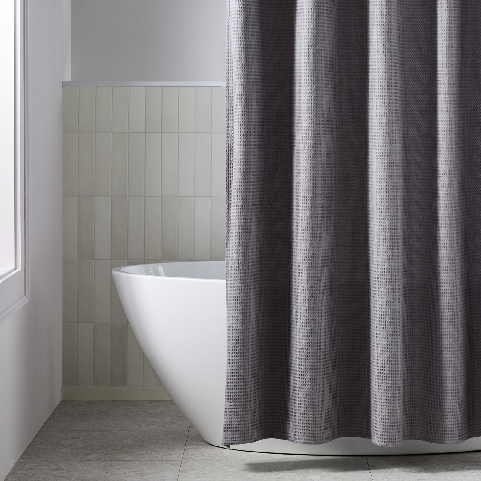 Felix Cotton Waffle Shower Curtain, Charcoal