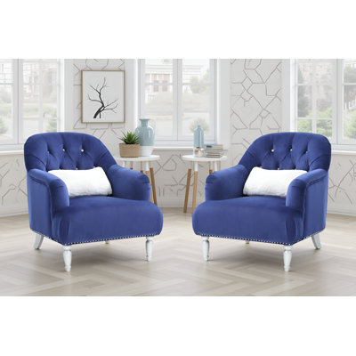 Barcelos Blue Velvet Chair Set of 2