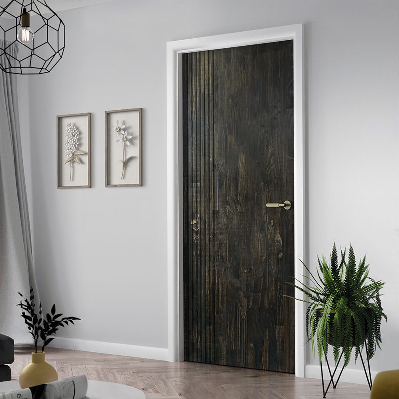Porte standard à panneaux de bois de pin, Noir anthracite, H 84 po x l 42 po