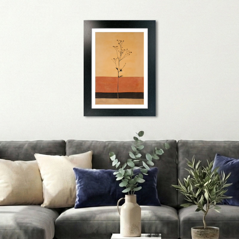 Nordic Wall Art single tall botanical stem silhouette in terracotta and beige Home Decor Giclee Art Print, minimal Scandinavian 1 Piece Wall Art