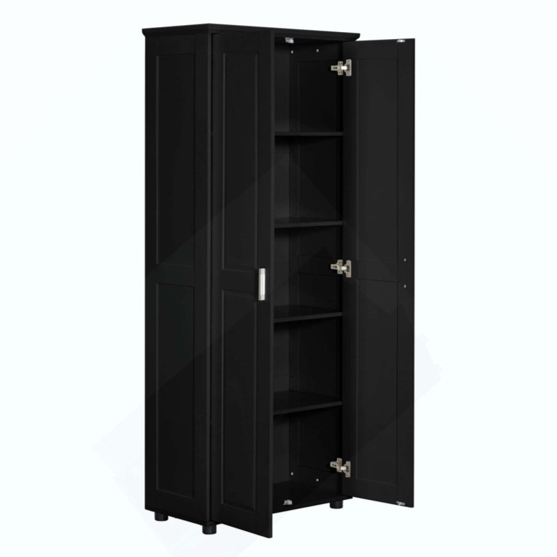 Armoire de rangement avec deux portes pour salle de bain, bureau, tablette réglable, panneau de fibres à densité moyenne