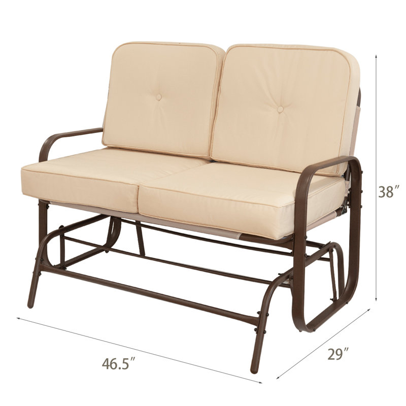Banc d'extérieur en métal avec coussins, Beige