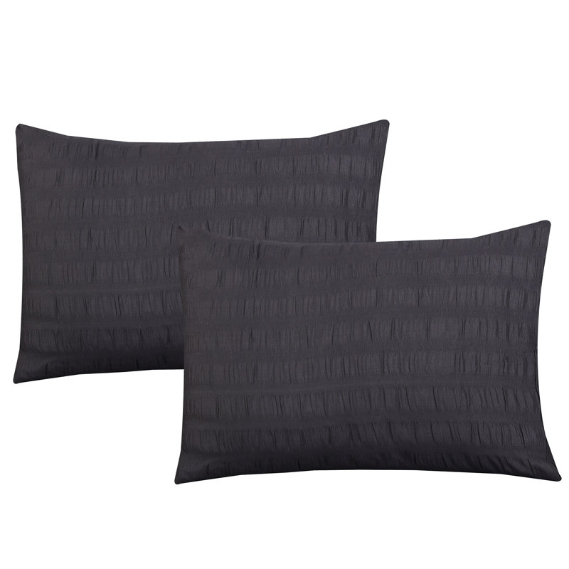 Seersucker Duvet Cover Set with Pillowcases, Dark Grey, Single
