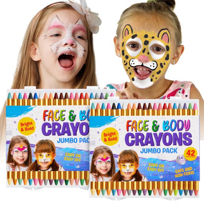 Ensemble de 42 crayons de couleur pour le visage et le corps, 14 couleurs métalliques