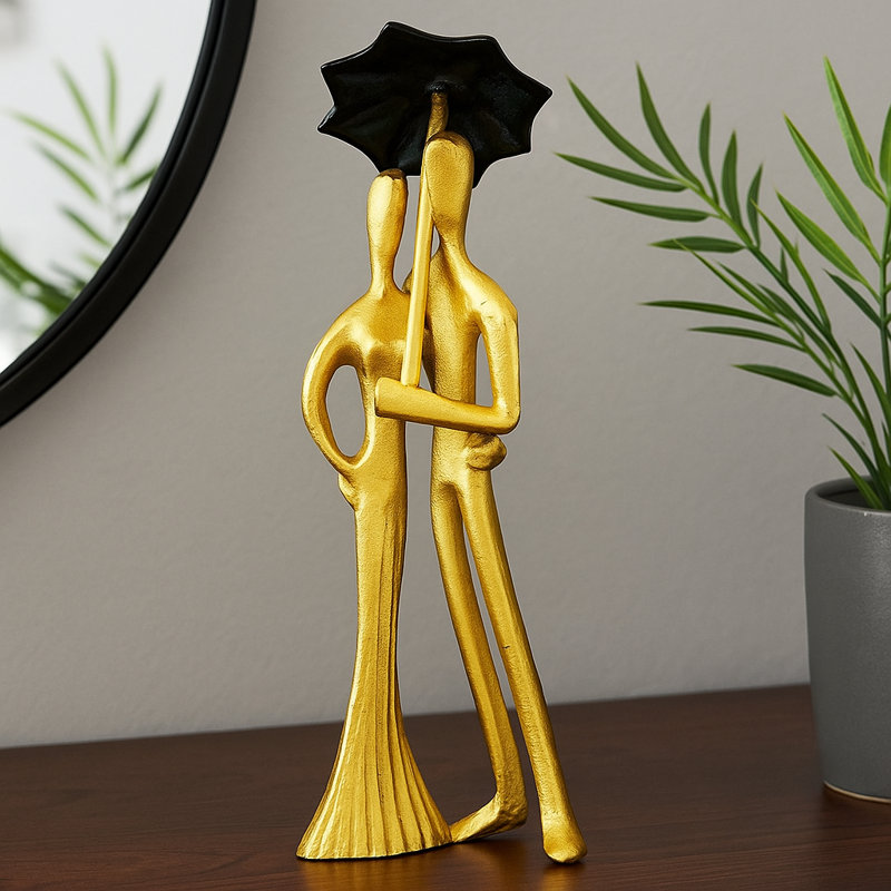 Sculpture couple romantique Keiper - Figurine moderne abstraite, cadeau de Saint-Valentin en aluminium fait à la main pour anniversaire, mariage, salon ou chambre à coucher