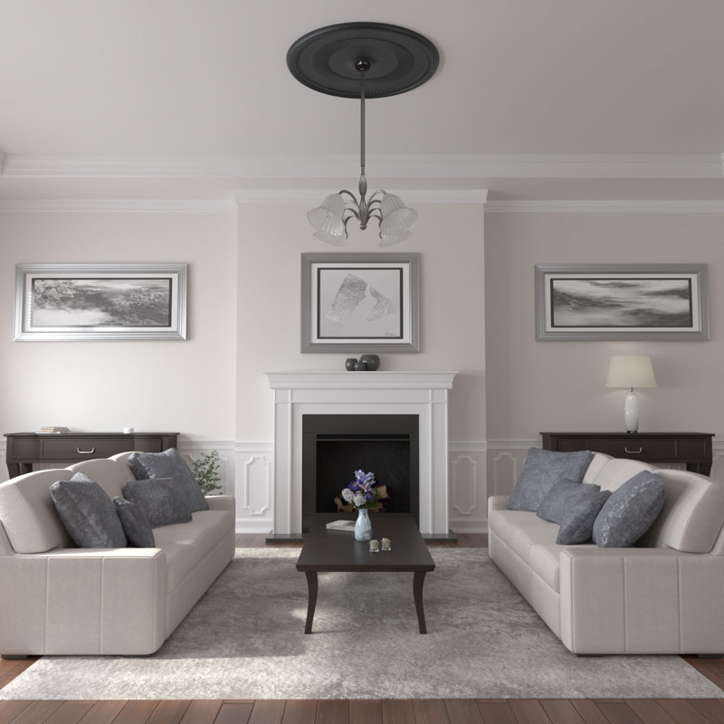 Endurathane Nevio Ceiling Medallion, 51 1/8"OD x 3 5/8"ID x 1 1/2"P (Fits Canopies up to 4 3/4"), Hand-Painted Steel Gray Finish