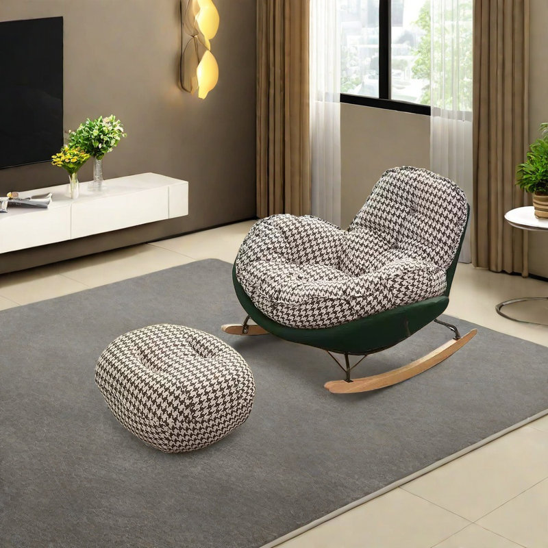 Chaise berçante confortable et exquise, Vert foncé