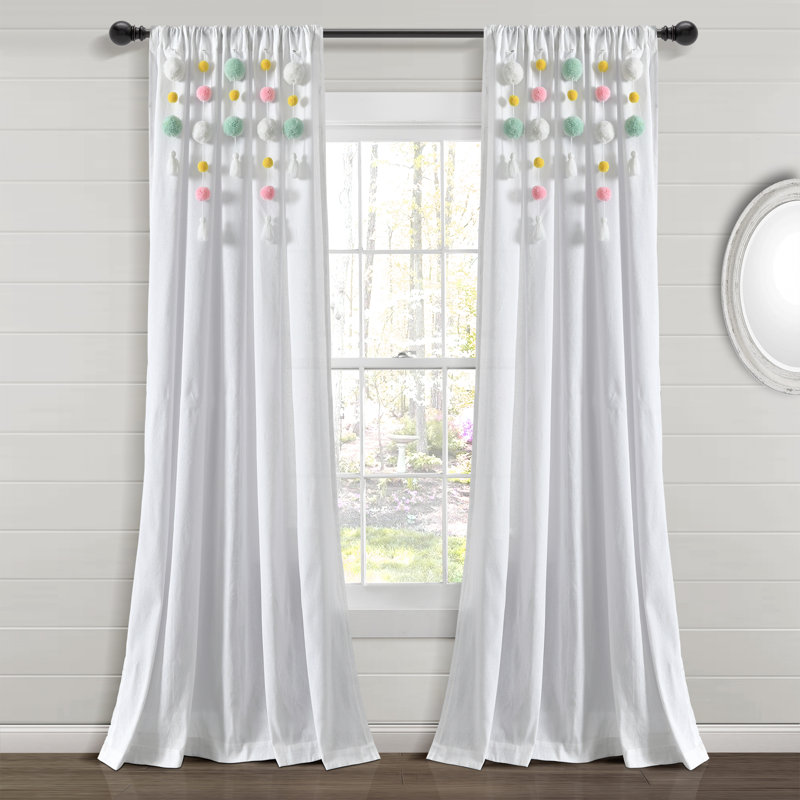 Cotton Blend Semi Sheer Curtain Single Panel, 52"W x 84"L, Yellow
