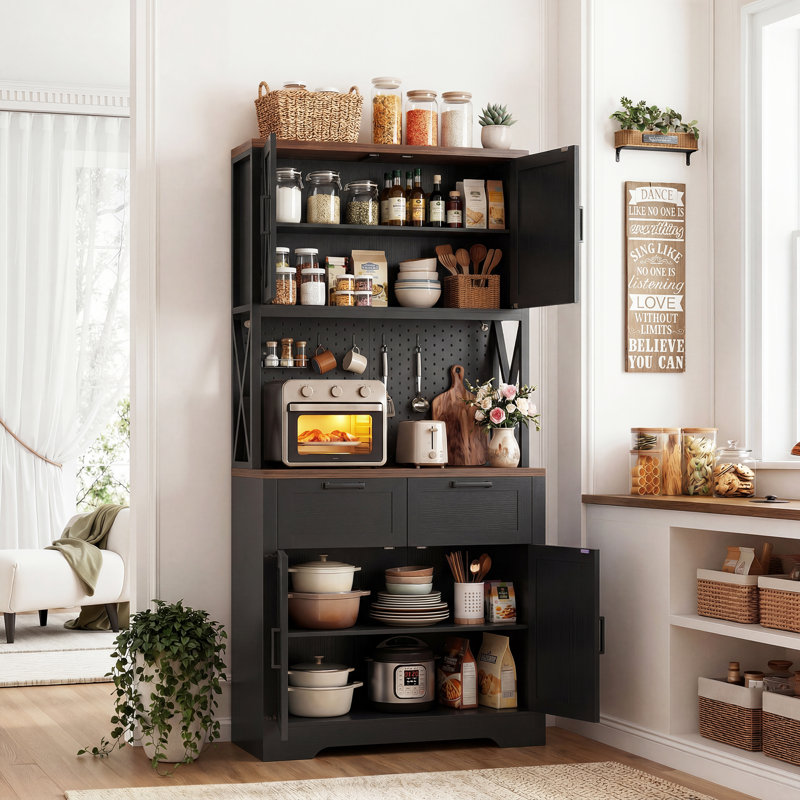 Armoire de cuisine 71 po, Noir / brun