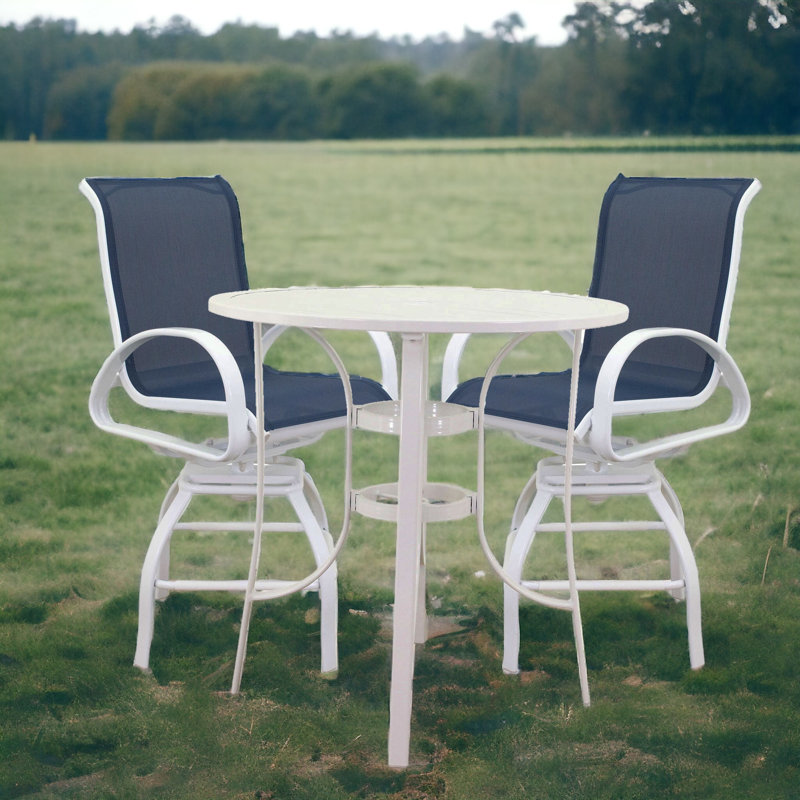L'ensemble de salle à manger ronde à hauteur de balcon comprend une table de balcon et des tabourets pivotants, 2