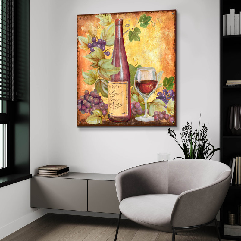 «Grapevine & Wine» par Art Licensing Studio, art mural en verre acrylique, H 36 po x l 36 po x P 0,2 po