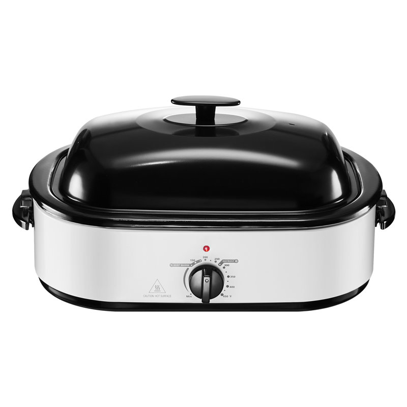 Rôtissoire électrique 18QT avec couvercle autoportant, Blanc/Noir