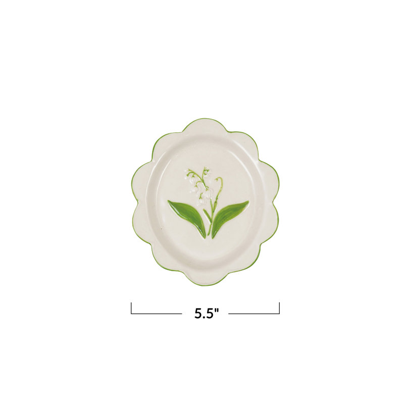 Hand-Painted Scalloped Stoneware Plate