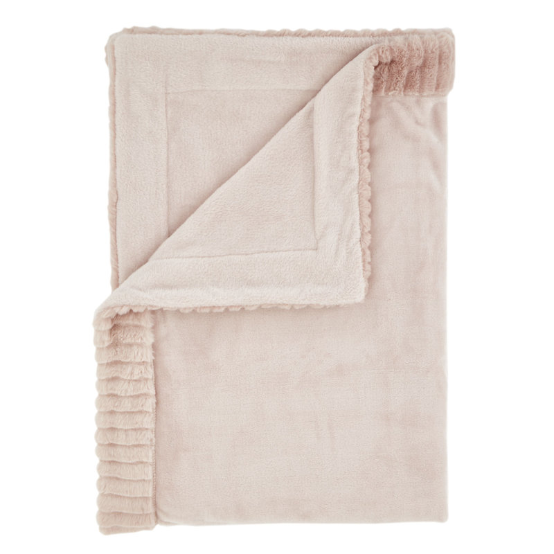 Velvet And Faux Fur 150x200cm Blanket Throw, Blush