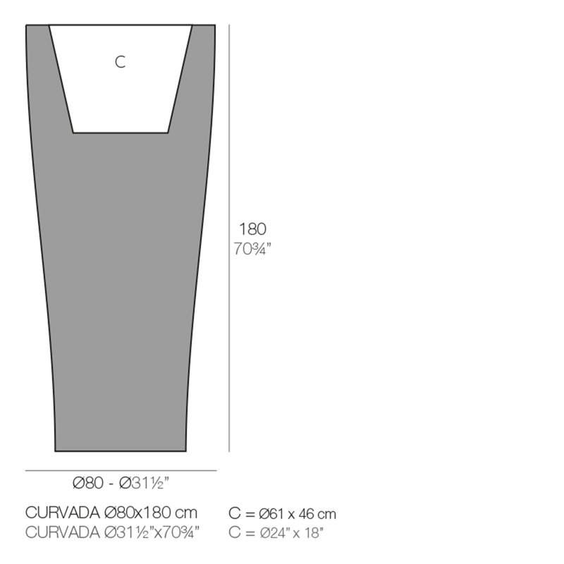 Curvada Resin Pot Planter, 70.75" H x 31.5" W x 31.5" D, Ecru