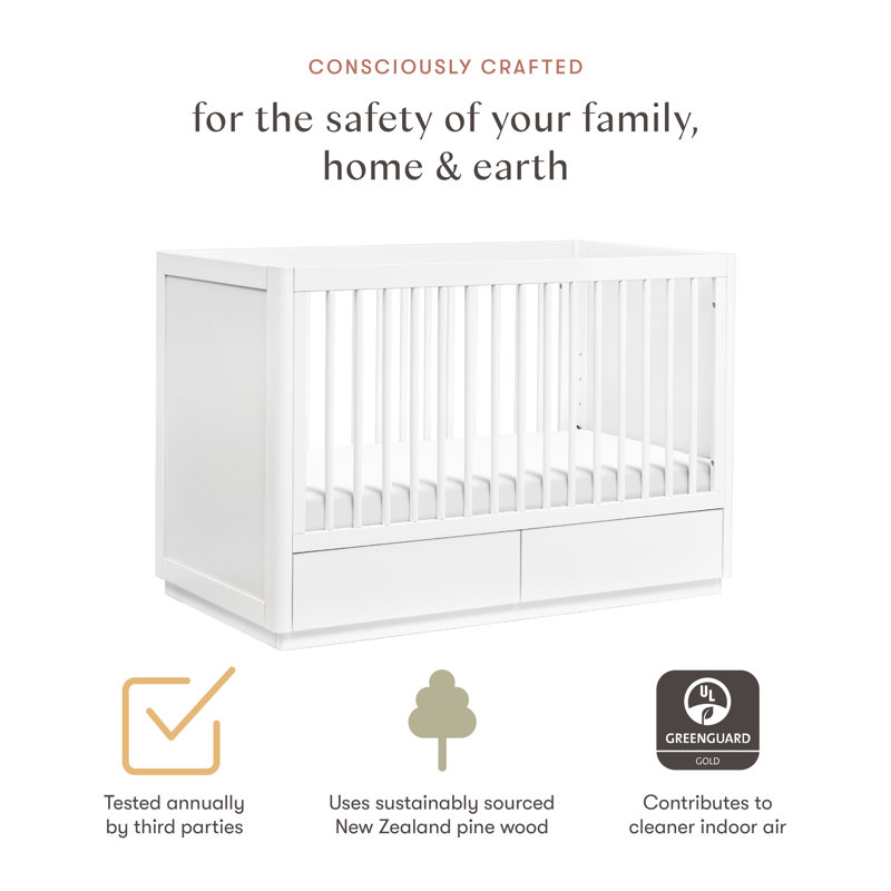 Bento 3-in-1 Convertible Crib with Storage, White