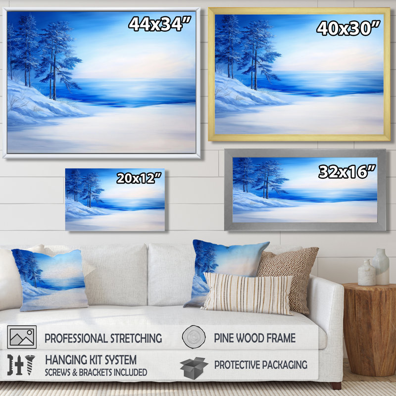 «Winter Frozen Lake In Canada I - Lake River», art mural, Toile tendue, H 16 po x l 32 po, Ne s’applique pas