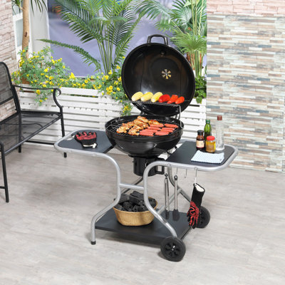 CLIY Freestanding Charcoal Gas Grill
