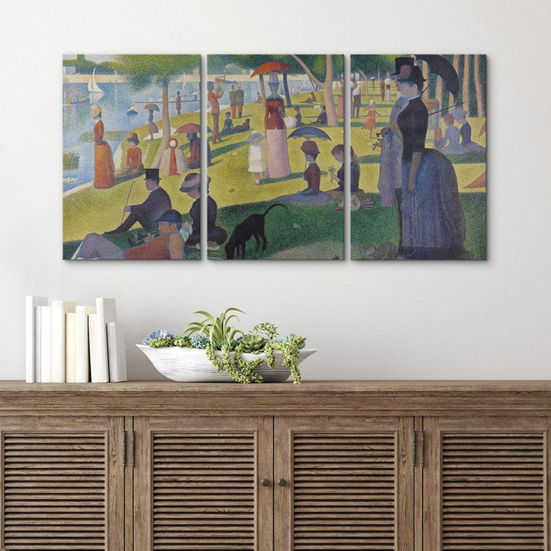 Œuvre célèbre «La Grande Jatte» 3 pièces, Toile tendue, H 24 po x l 16 po x P 1,5 po