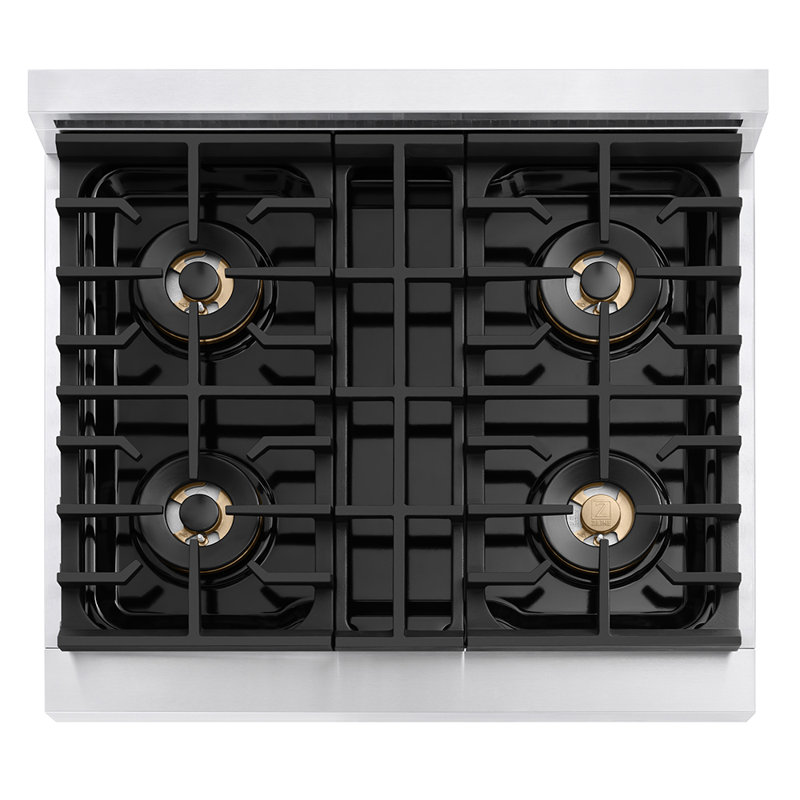 ZLINE Autograph Edition 30 in. 4.2 cu. ft. Paramount Dual Fuel Range W/ 4 Burner DuoPro Cooktop and Electric Convection Oven in Stainless Steel W/ White Matte Door and Matte Black Accents