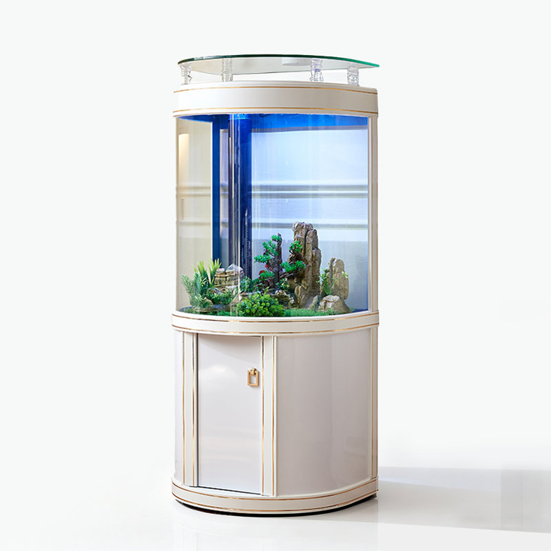 Réservoir d'aquarium semi-circulaire Enjoyment, H 58,27 po x l 31,5 po x P 19,69 po, Blanc