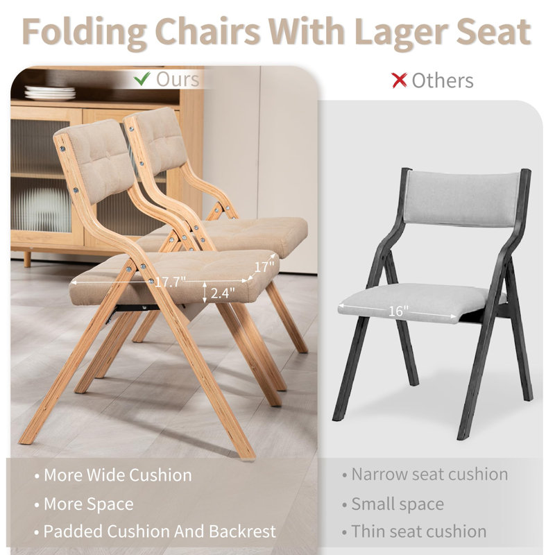Padded Foldable Dining Chairs, Khaki