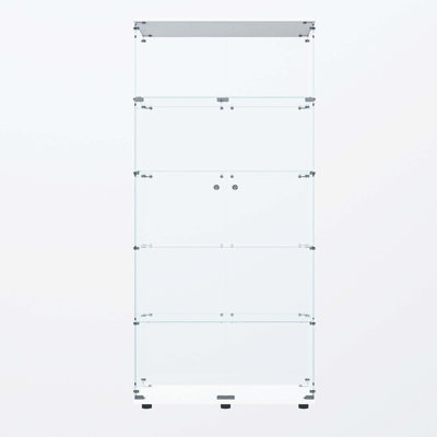 Lockable Glass Storage Cabinet with Lights and Adjustable Feet for Multi-room Use