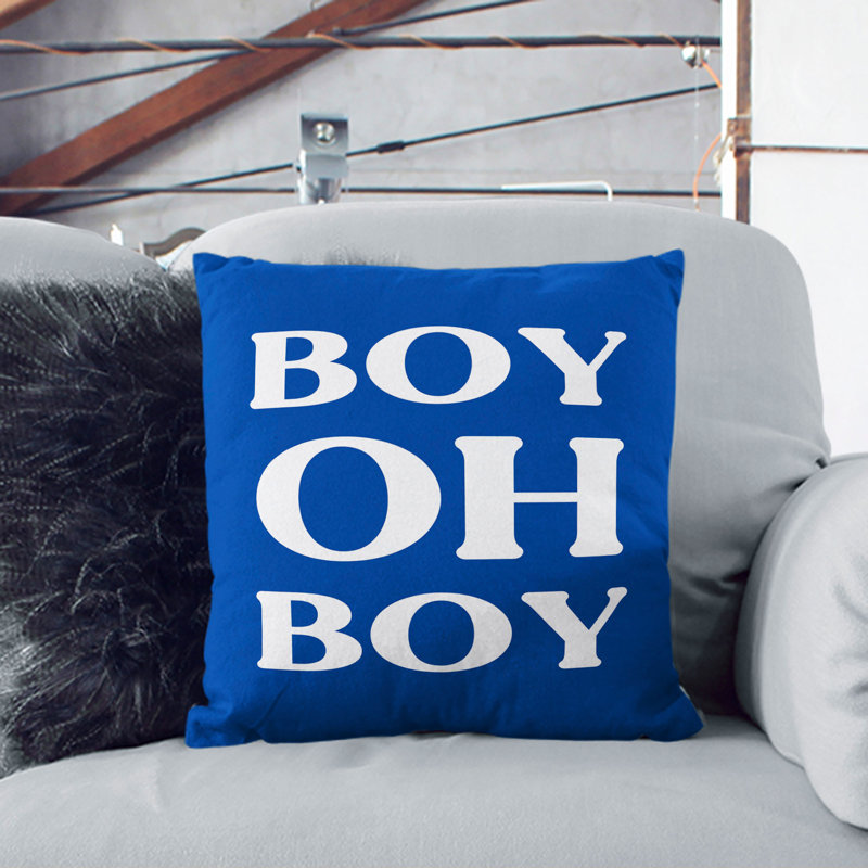 Boy Oh Boy Square Throw Cushion, 40cm H x 40cm W x 15cm D, White