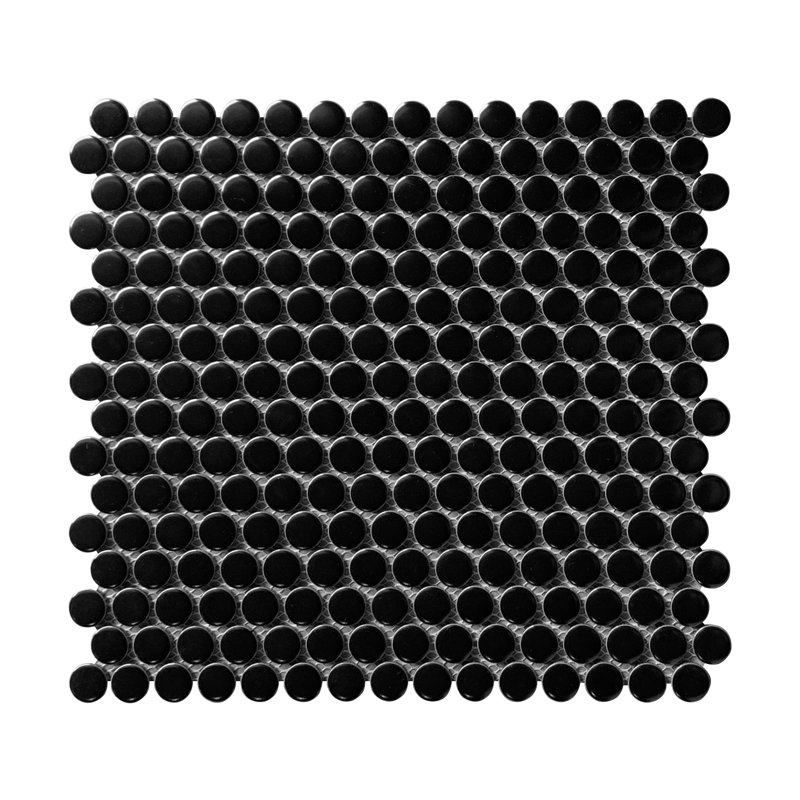 Carreau de mosaïque rond en porcelaine 0,75 "x 0,75", Noir