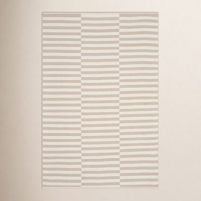 Ilona Ivory Light Gray Striped Cotton Rug