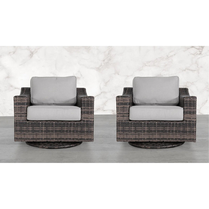 Chaise de patio extérieure pivotante avec coussins - Assise entièrement assemblée et confortable