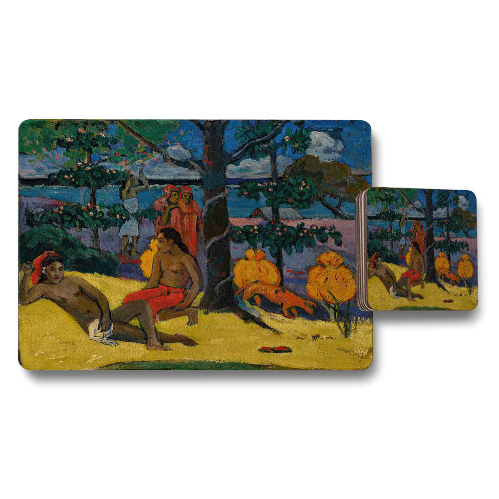 Impressionist Beach Scene Placemat And Coaster Set For Dining Table