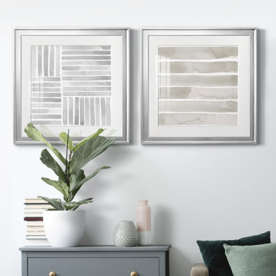 Excentricités discrètes I - Encadré sous verre acrylique, ensemble de 2, grand tableau pour salon