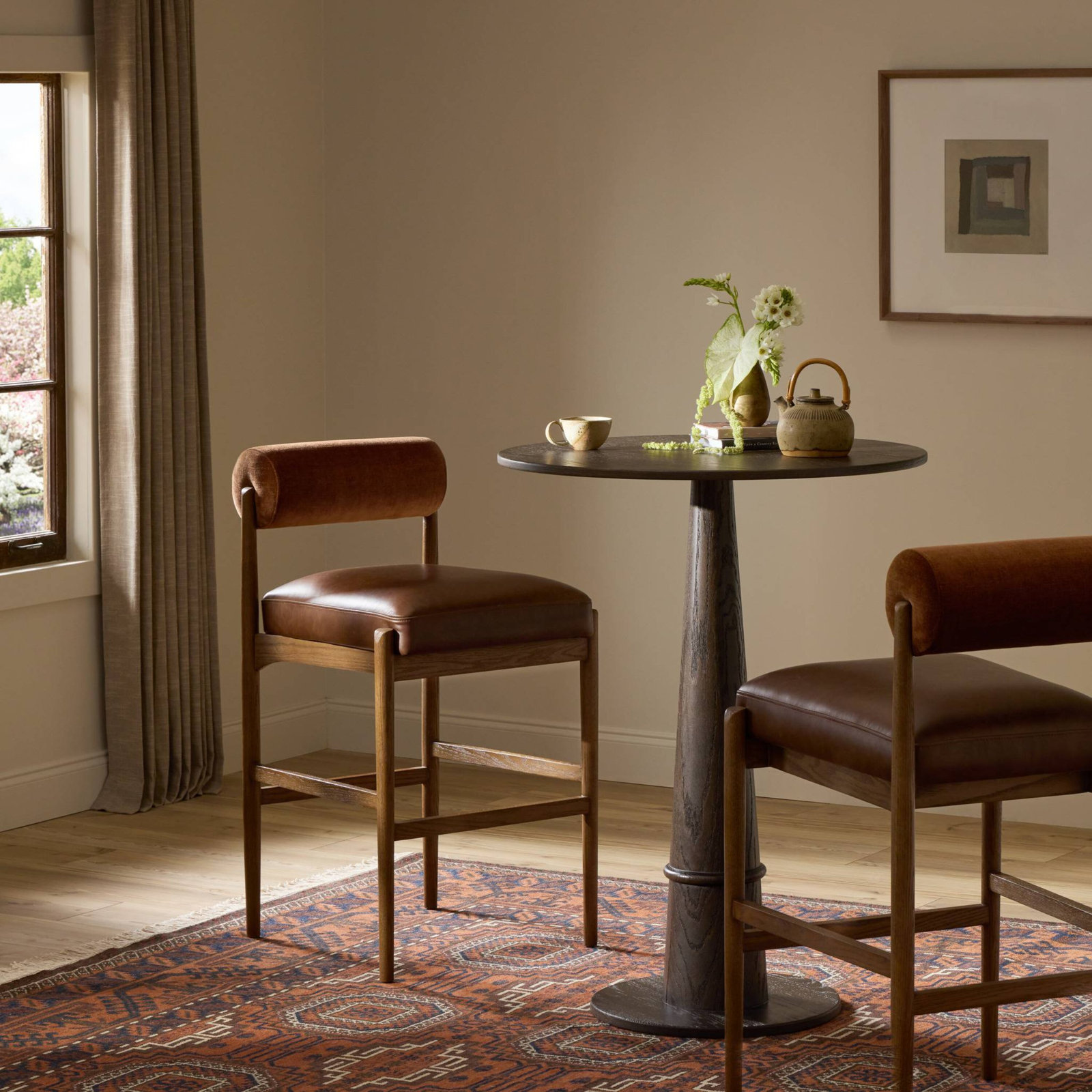 Kalista Bar and Counter Stool, Bar Stool (31" Seat Height), Havana Brown Polyester