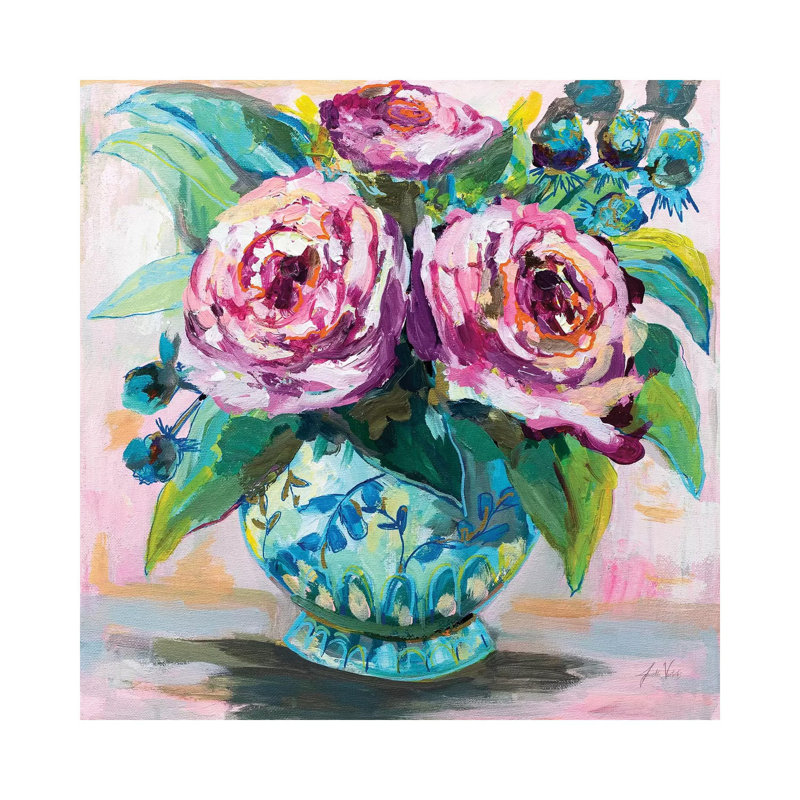 Pink Peonies II by Jeanette Vertentes - Wrapped Canvas Gallery-Wrapped Canvas Giclée, 45.72 cm H x 45.72 cm W