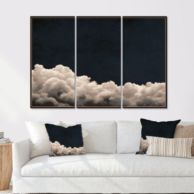 Fluffy White Clouds In The Sky  - Clouds Wall Art Living Room Set