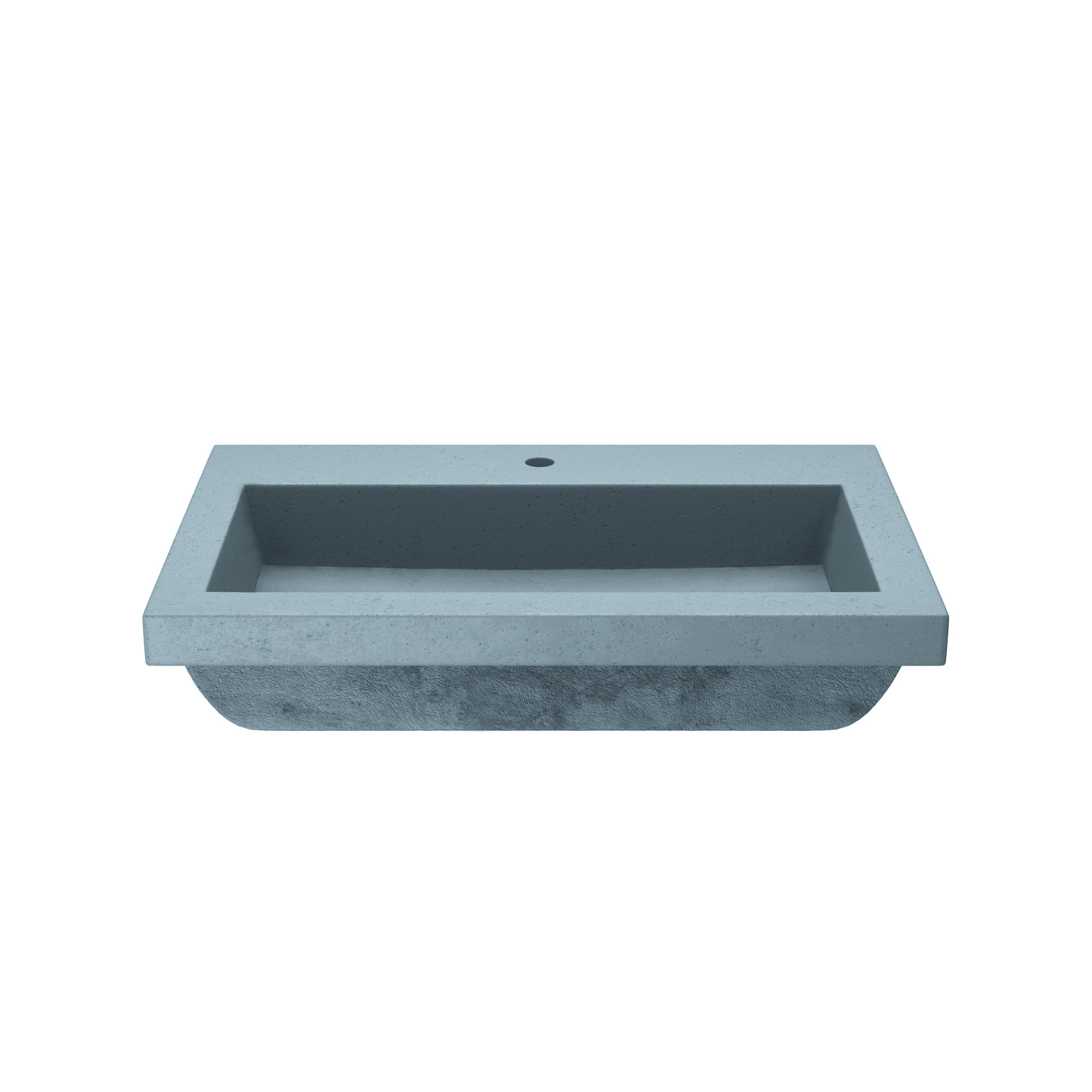 Trough Handmade Rectangular Drop-In Bathroom Sink, Ocean, Single Faucet Hole