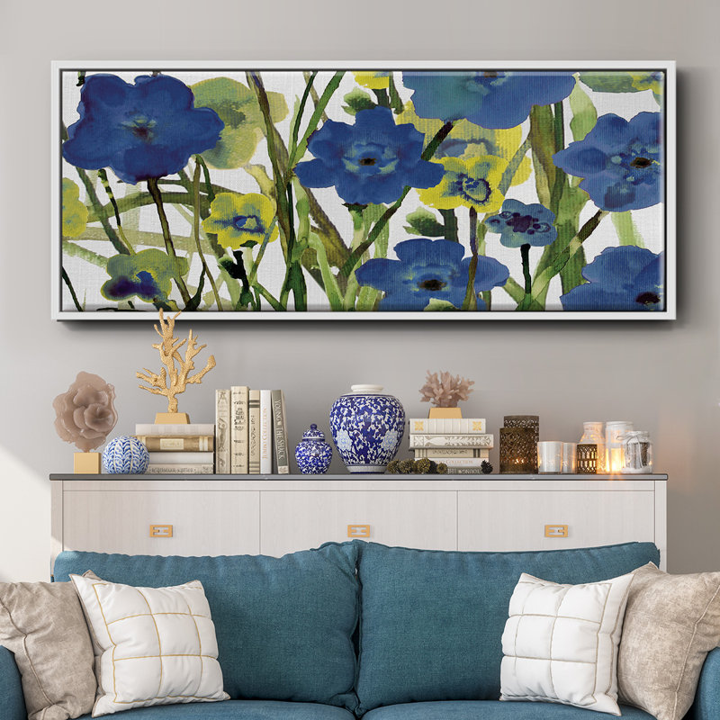 Picking Flowers- Framed Canvas, 12" H x 30" W