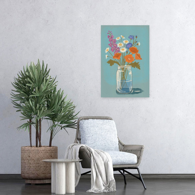 Impression sur toile Wildflower Mason Jar, H 24 po x l 16 po