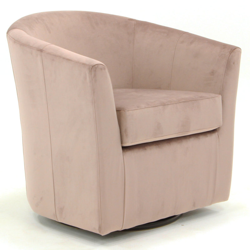 Fauteuil demi-tonneau pivotant 31 po Hansell, Velours chantel rose