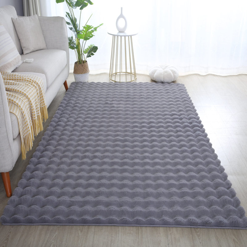 Solid Colour Knitted Area Rug, Anthracite, Rectangle 160 x 220 cm