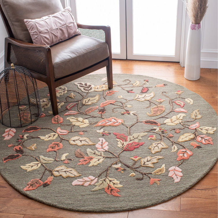 Coreatha Martha Stewart Hand Tufted Wool/Viscose Floral Rug in Francesca Black