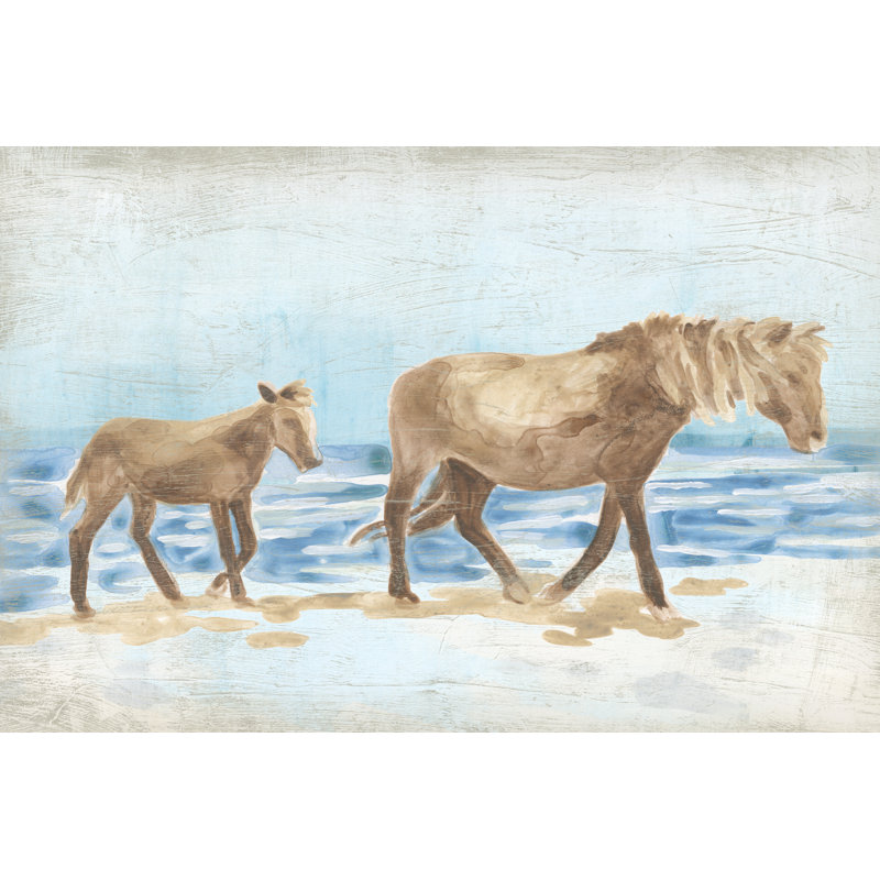 Chevaux sur la plage I, H 24 po x l 36 po