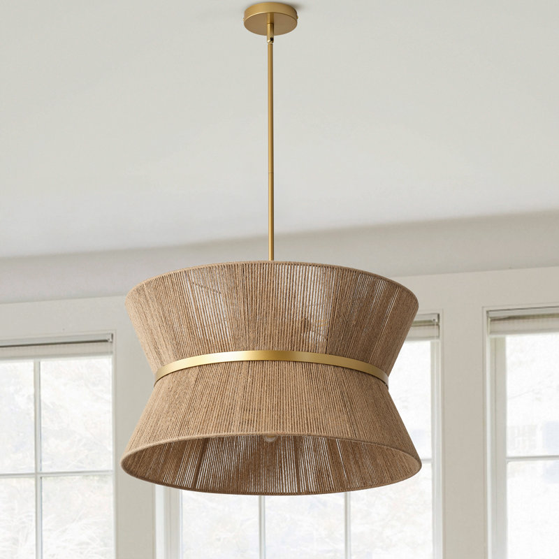 8-lamp brown iron hemp rope adjustable pendant light