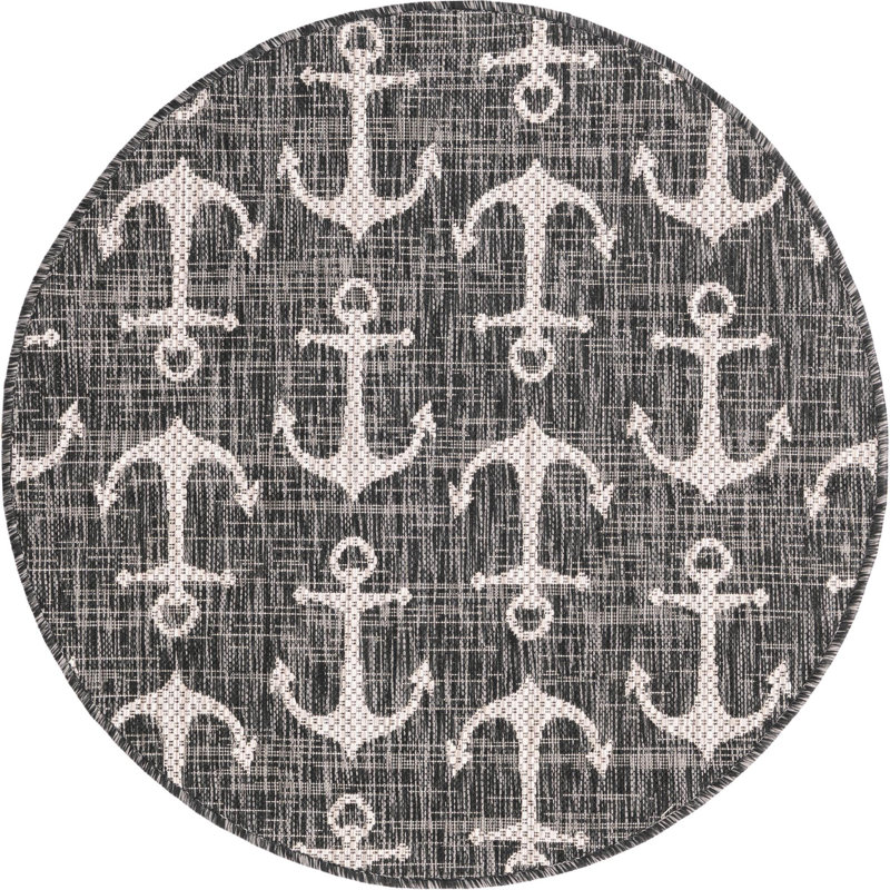 Glidden Geometric Indoor / Outdoor Rug, Round 3'3"
