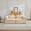 Canapé-lit convertible avec structure de forme fixe, sans assemblage requis, tissu chenille, pour le salon et la chambre à coucher, beige-564637137
