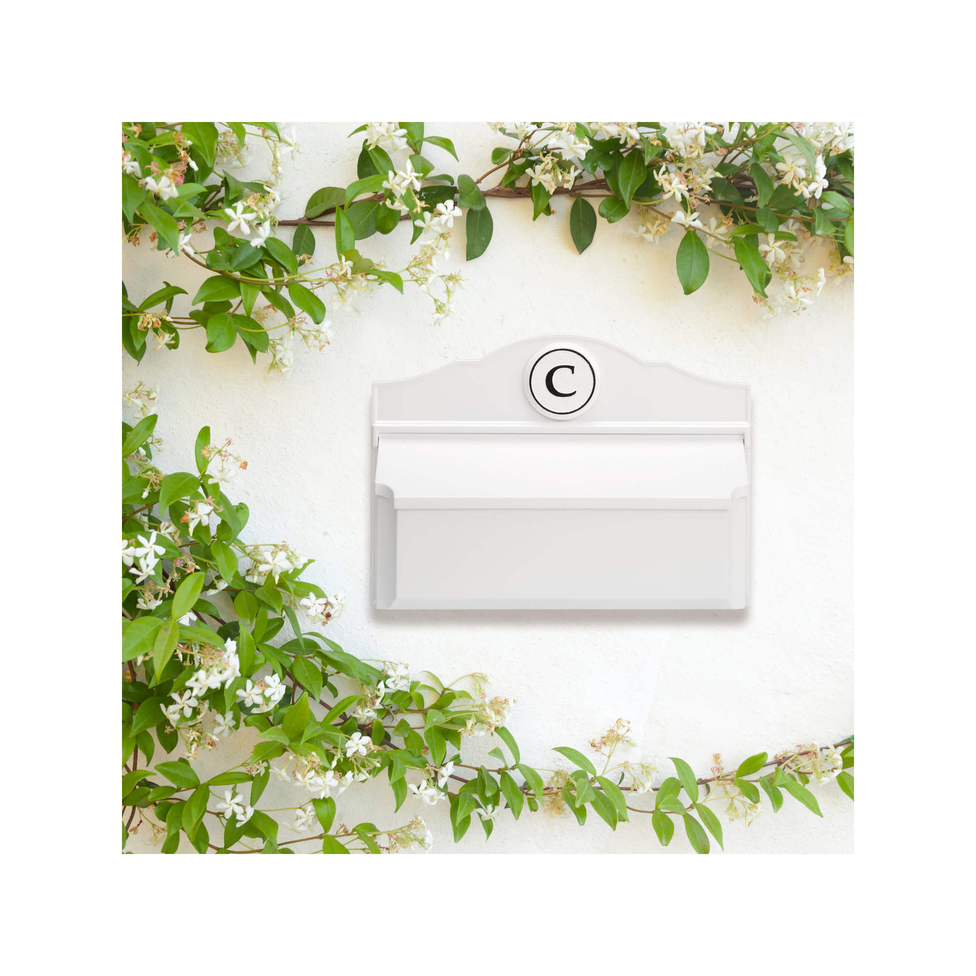 Colonial Wall Mounted Mailbox, Yes, White/Black